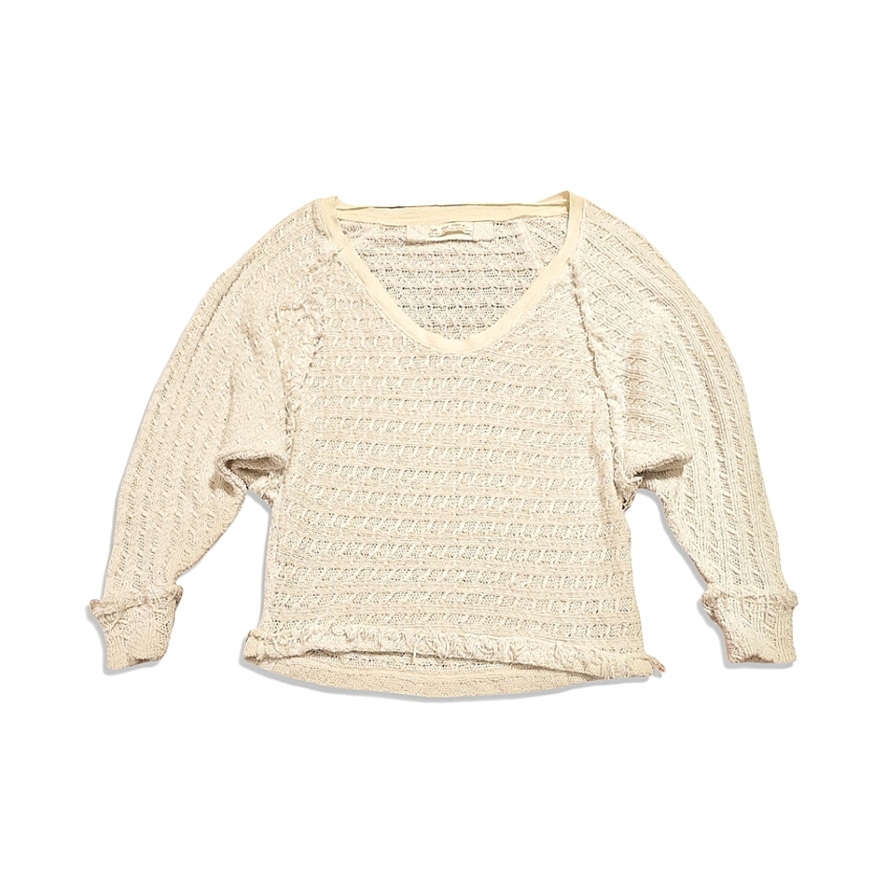 We The Free By Free People Top Cream V-Neck Dolman 3/4 Sleeve Sweater Size XS